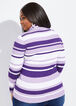 Striped Ribbed Turtleneck Sweater, Acai image number 1