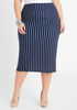 Pinstripe High Waist Pencil Skirt, Navy image number 0