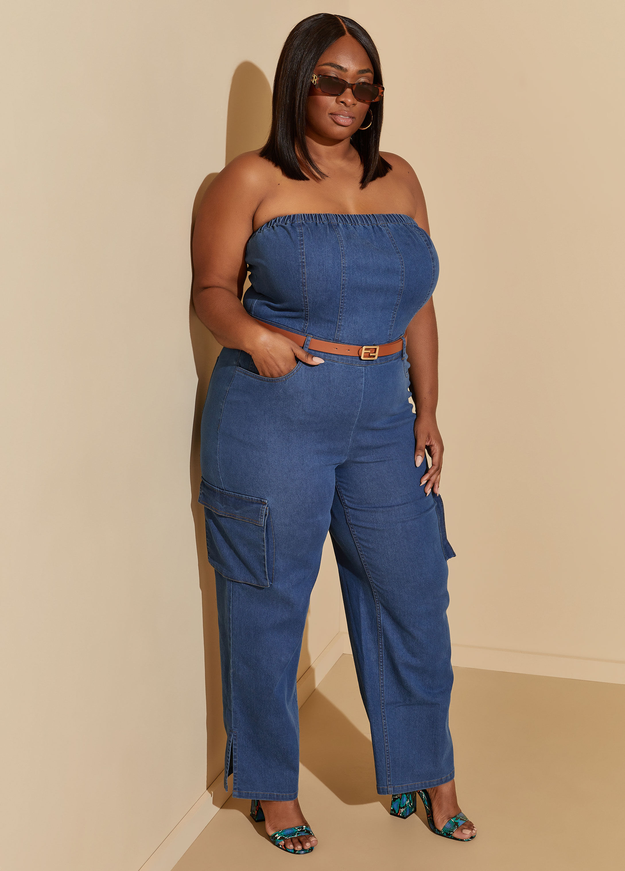Women'S Hollow Out Strapless Denim Jumpsuit | SHEIN ASIA
