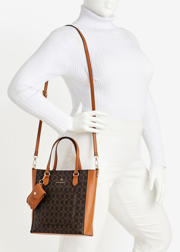 Nanette Lepore Ariela Logo Tote, Chocolate Brown image number 4