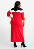 Colorblock Hoodie Maxi Dress, Red image number 1