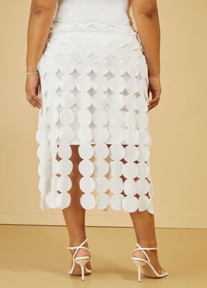 Circle Cutout Fringed Midaxi Skirt, White image number 1