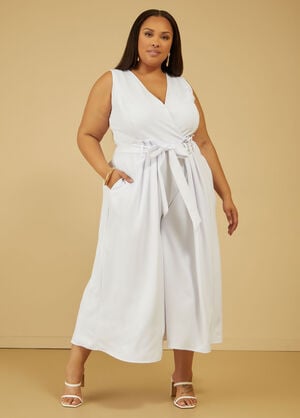 Cropped Wide Leg Jumpsuit, White image number 0