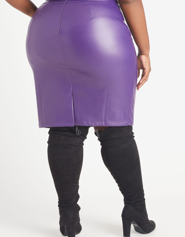 Stretch Faux Leather Skirt, Acai image number 1