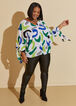 Knotted Abstract Print Crepe Blouse, Abundant Green image number 3