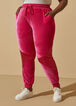 Sequined Paneled Velour Joggers, Beetroot Purple image number 4