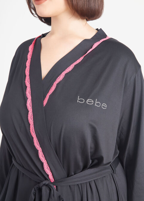 Bebe Logo Print Robe Set, Black image number 5