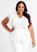 Tiered Ruffle Button Up Top, White image number 0