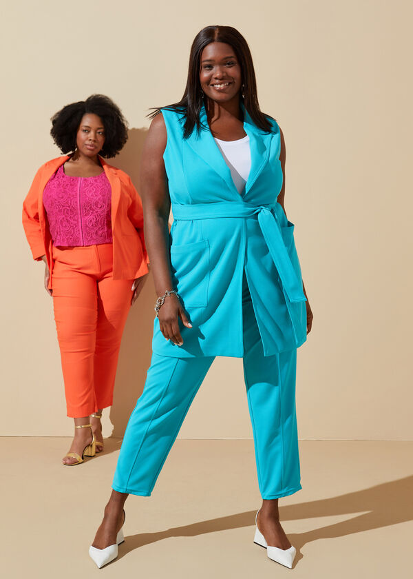 Mid Rise Crepe Ankle Pants, BlueBird image number 4