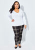 High Rise Plaid Knitted Leggings, Black image number 2