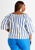 Smocked Waist Cotton Stripe Top, Blue image number 1