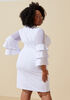 Mesh Paneled Sheath Dress, White image number 1
