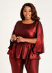 Belted Slit Sleeve Peplum Top, Chili Pepper image number 0