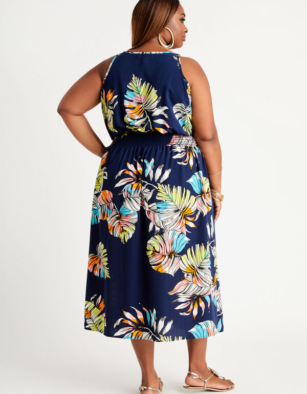 Tropical Side Slit Maxi Dress, Multi image number 1