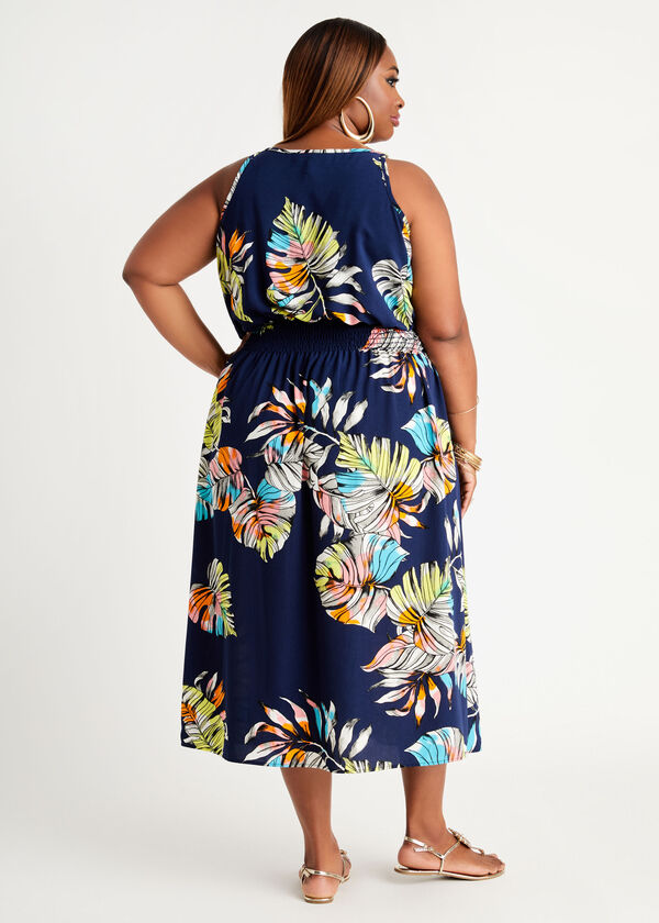 Tropical Side Slit Maxi Dress, Multi image number 1