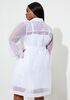 Layered Organza Shirtdress, White image number 1