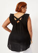 Cage Cutout Ruffle Sleeveless Top, Black image number 1