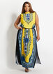 Knit Dashiki Mock Neck Maxi Dress, Yellow image number 0