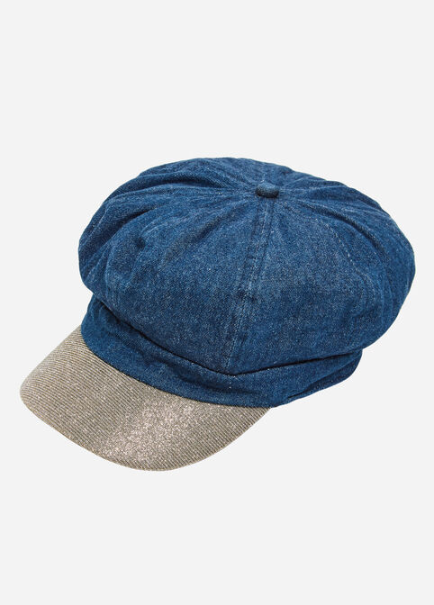 Rhinestone Denim Cabbie Hat, Denim image number 0