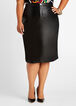 Faux Leather & Ponte Midi Skirt, Black image number 0