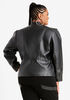 Pleated Faux Leather Zip Jacket, Black image number 1