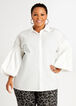 Cotton Bubble Sleeve Button Up Top, White image number 0