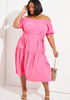 Off The Shoulder Midi Dress, Fandango Pink image number 3
