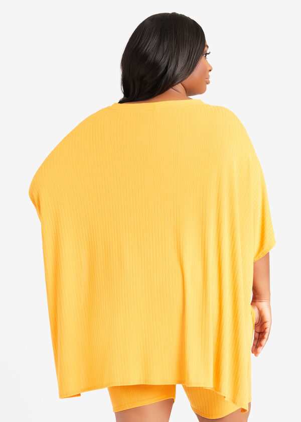 Ribbed Jersey Lounge Tunic, Mustard image number 1