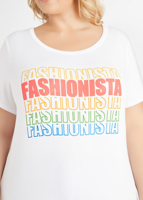 Fashionista Jersey Graphic Tee, White image number 2