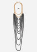Black & Gold Layered Bead Necklace, Black image number 0