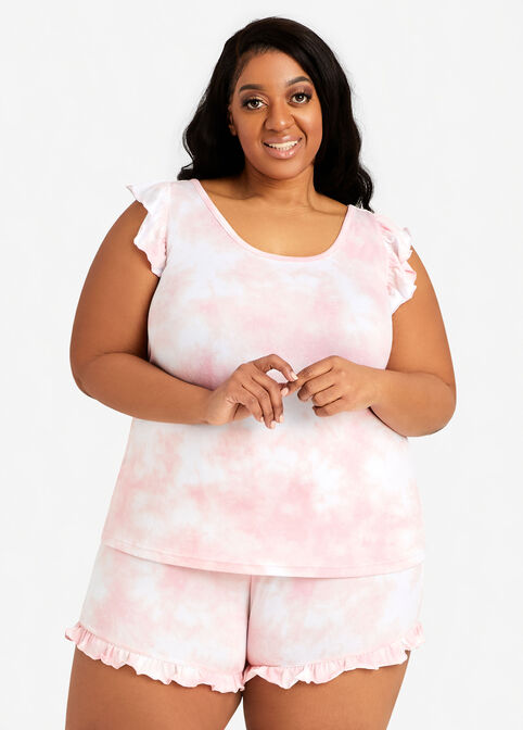 PJ Couture Pink Tie Dye Shorts Set, Pink image number 2
