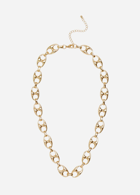 Gold Chunky Oval Link Necklace, Gold image number 0