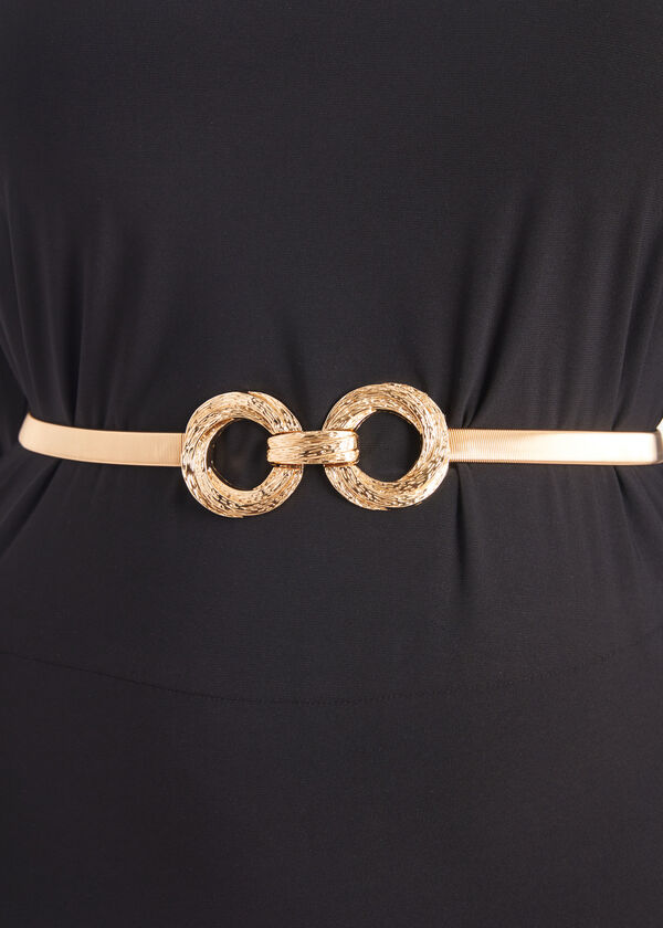 Hammered Ring Stretch Waist Belt, Gold image number 2