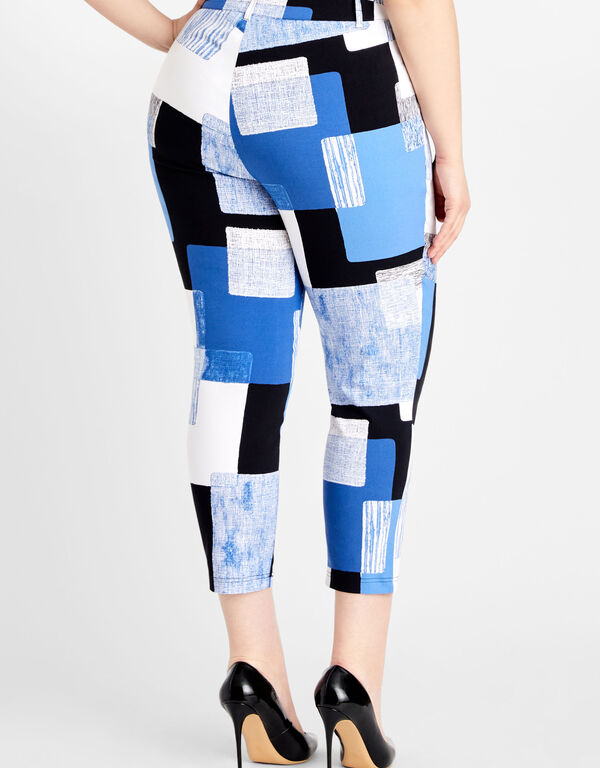 Printed Stretch Twill Ankle Pant, Blue image number 1