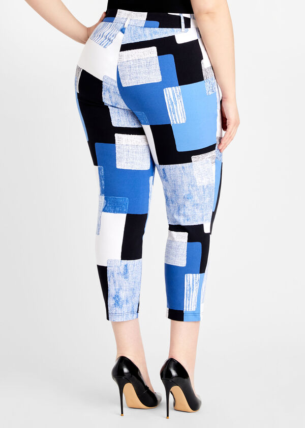 Printed Stretch Twill Ankle Pant, Blue image number 1