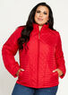 Plus Size Quilted Lightweight Mock Collar Zip Front Drawstring Jacket image number 0