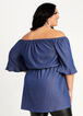 Chambray Off The Shoulder Tunic, Denim Blue image number 1