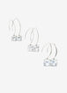Crystal Hook Earrings Set, Silver image number 0