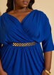 Ruched Faux Wrap Belted Dress, Surf The Web image number 2