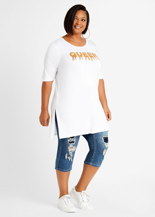 Dripping Queen Graphic Tunic Tee, White image number 0