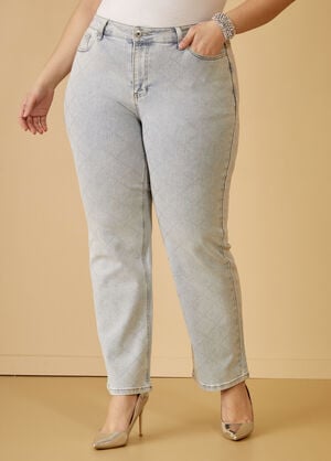 Crystal Straight Leg Jeans, Medium Blue image number 0