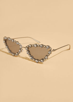 Crystal Tinted Cat Eye Sunglasses, Silver image number 1