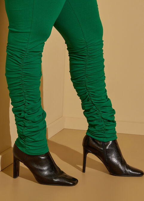 High Rise Ruched Leggings, Green image number 2