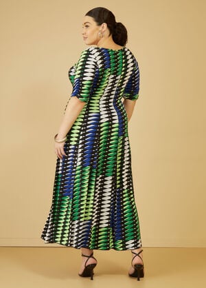 Geo Print U Ring Maxi Dress, Jade Lime image number 1