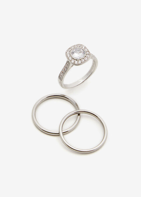 Multi Diamond Ring Set, Silver image number 0