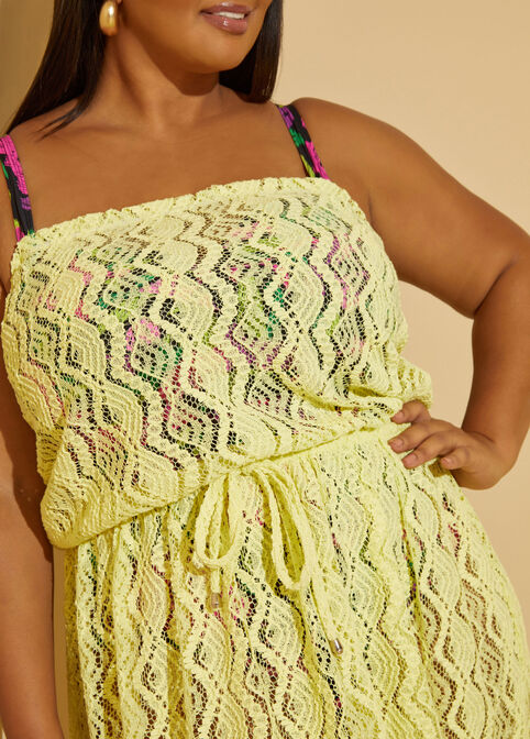 Just Cover Me Lace Swim Cover Up, Yellow image number 2