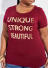Unique Strong Graphic Tee, Burgundy image number 2