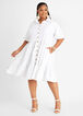 Babydoll Poplin Shirt Dress, White image number 0