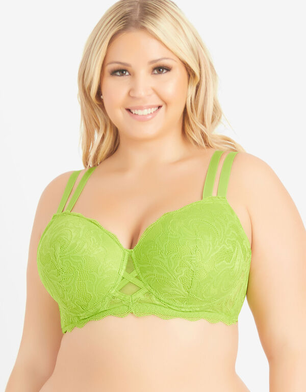 Lace Underwire Balconette Bra, Parrot Green image number 0