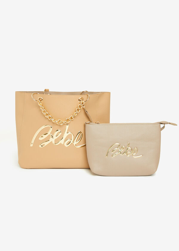 Bebe Gianna Pouch And Tote Set, Vanilla Ice image number 0